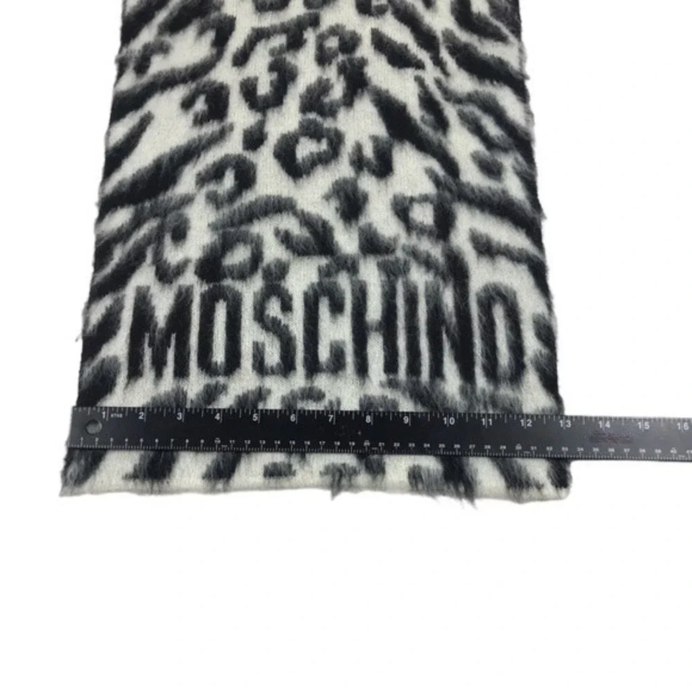 Moschino leopard print mohair/wool blend scarf‎